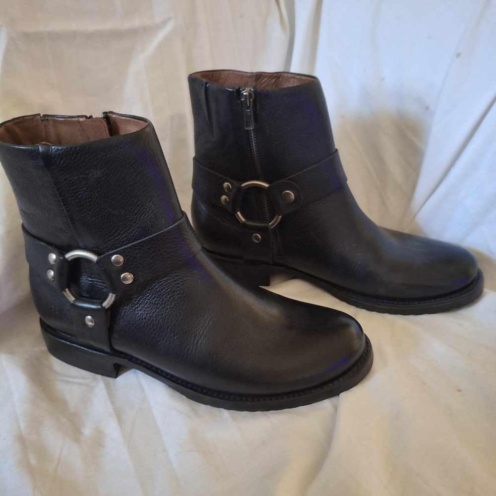 Frye Black Leather Veronica Harness Ankle Boots with Buckle Detail -Brand NEW!